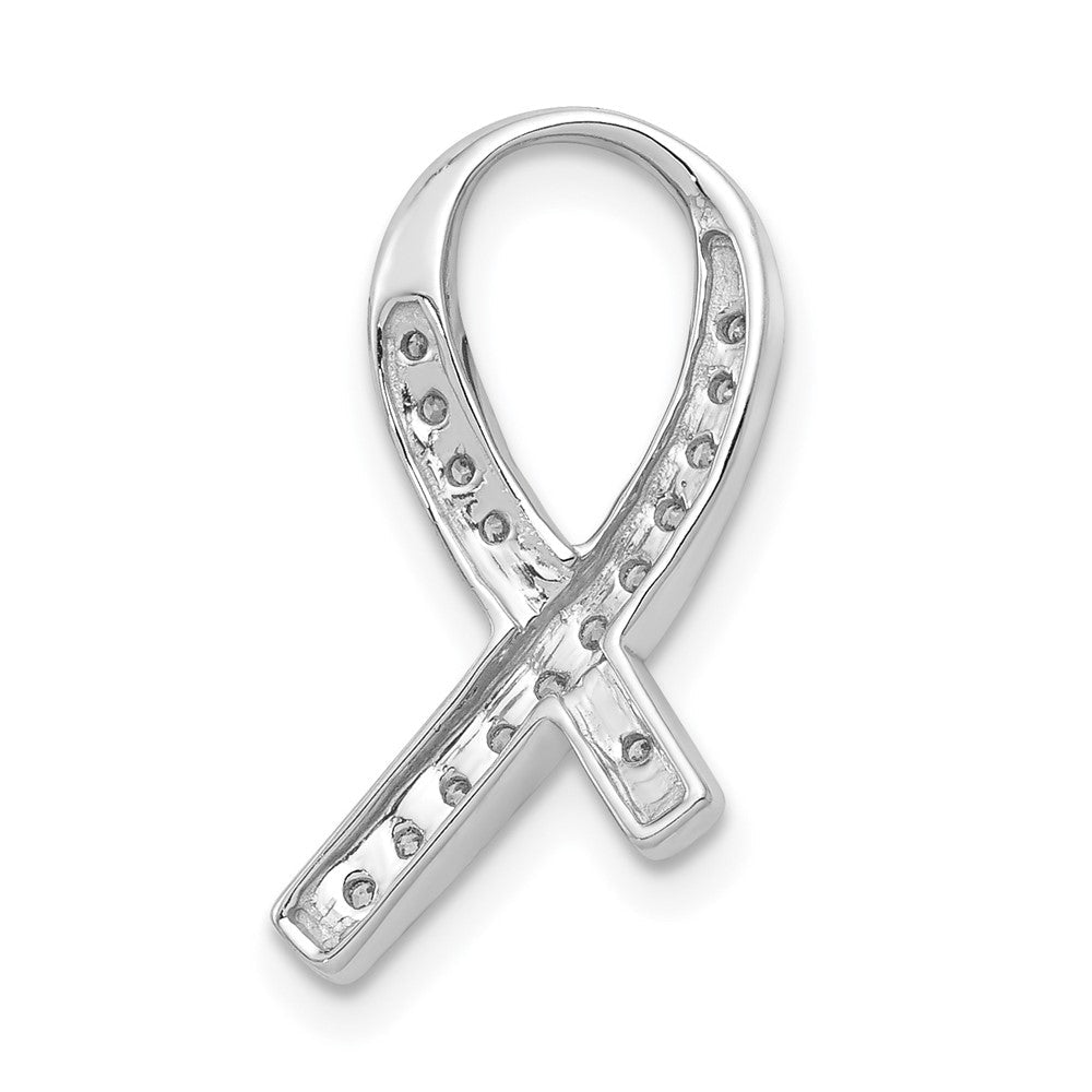 14K Weißgold 0,125 ct. Echter Diamant Awareness-Anhänger