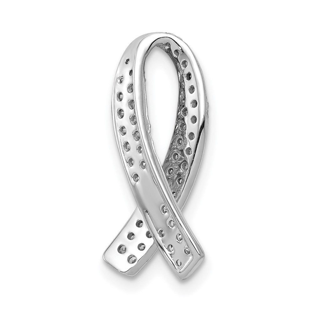 14K Weißgold Awareness-Anhänger mit echten Diamanten zum Aufschieben auf die Kette