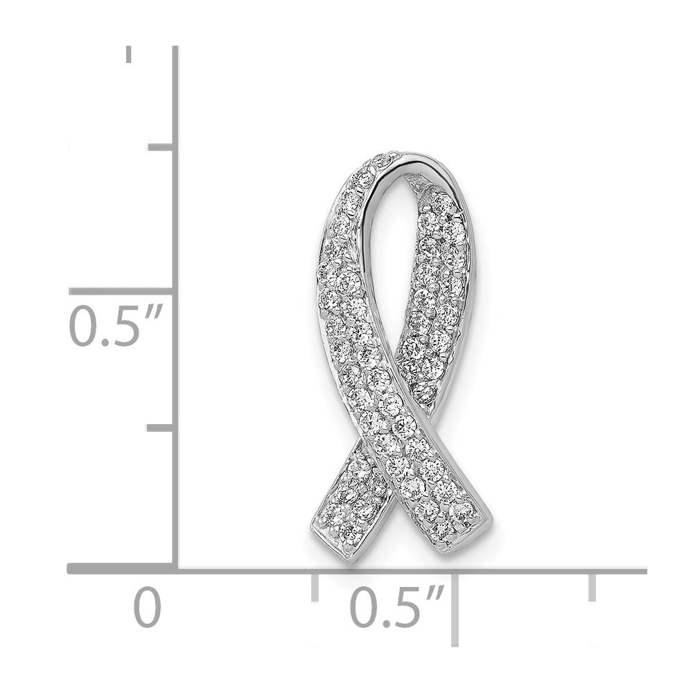 14K Weißgold Awareness-Anhänger mit echten Diamanten zum Aufschieben auf die Kette