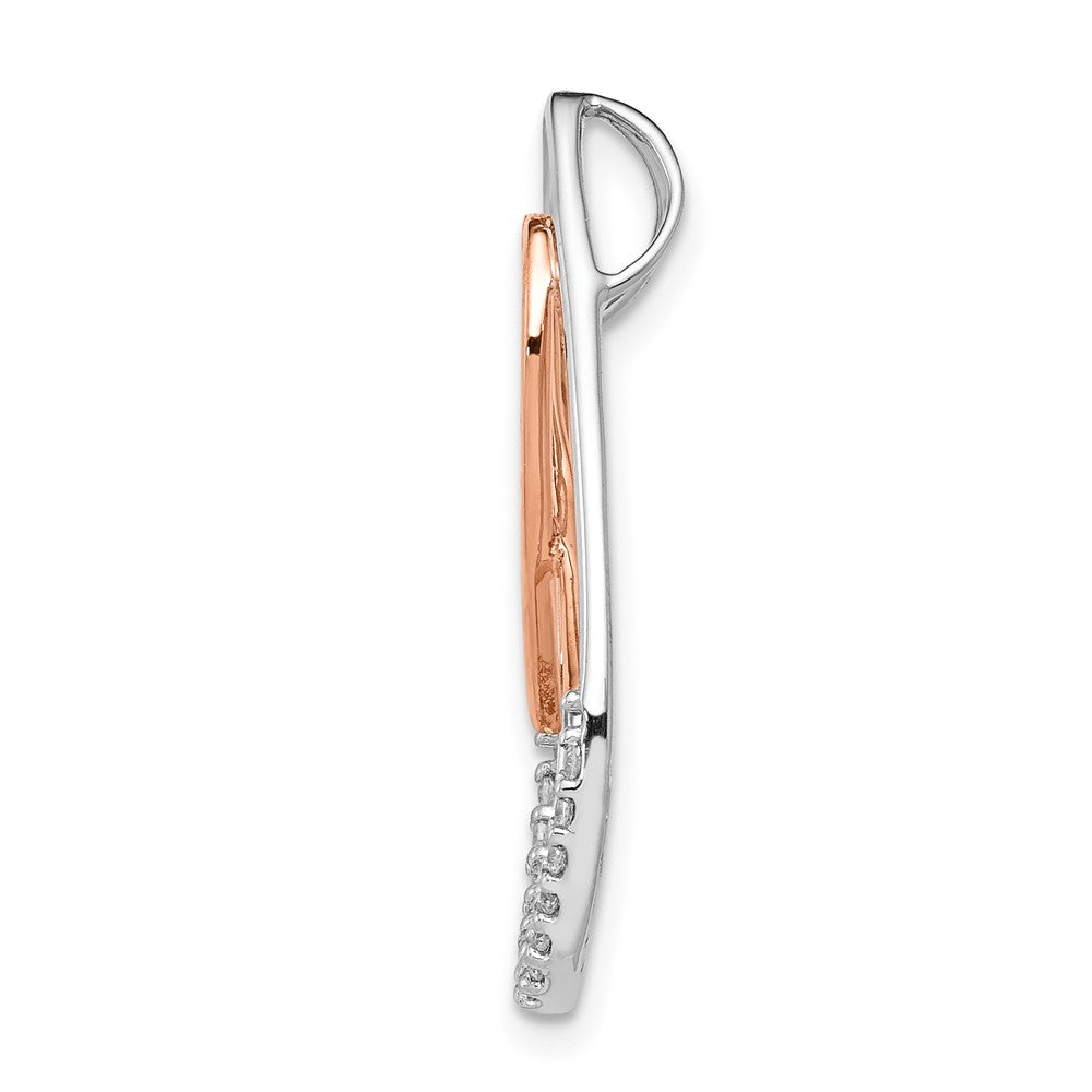 14K Bicolor Gold Echt Diamant Bewusstsein Schleife Tropfen Kette Anhänger