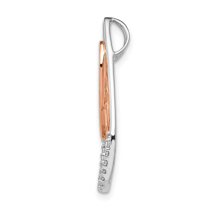 14K Bicolor Gold Echt Diamant Bewusstsein Schleife Tropfen Kette Anhänger