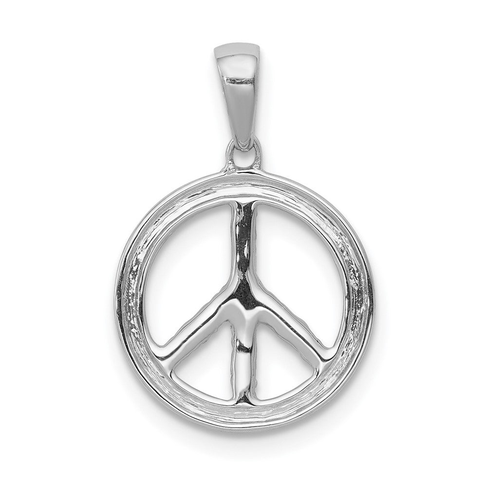 14K Weißgold Anhänger mit echtem Diamant, Peace-Zeichen