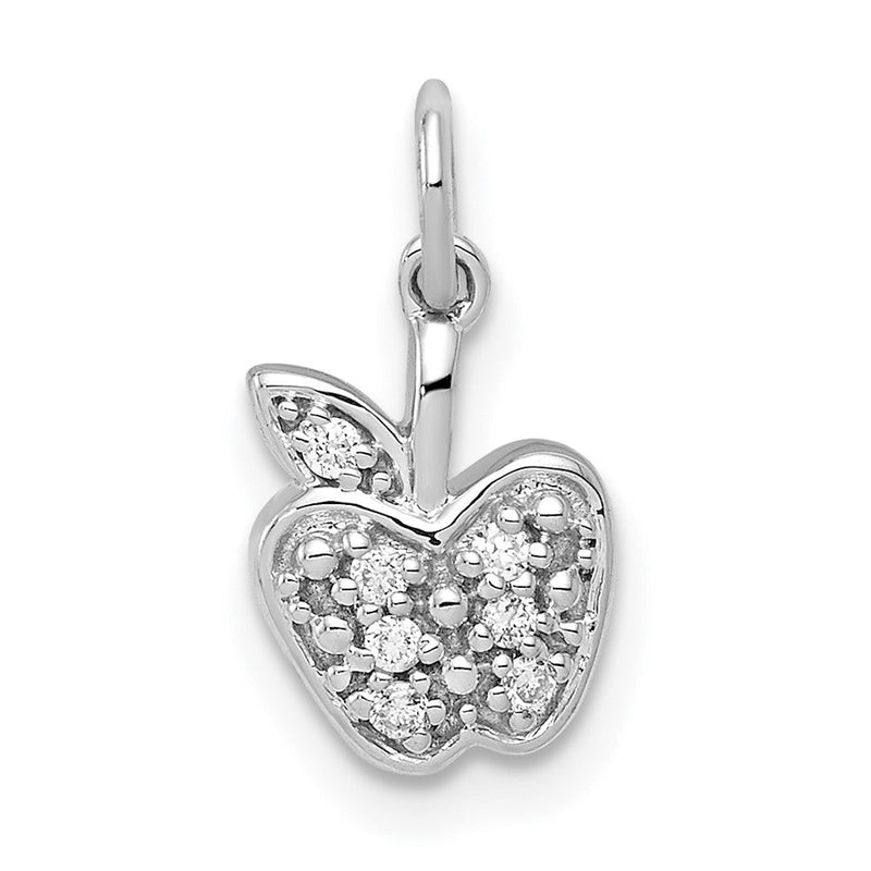14K Weißgold Apfel-Charm mit echten Diamanten
