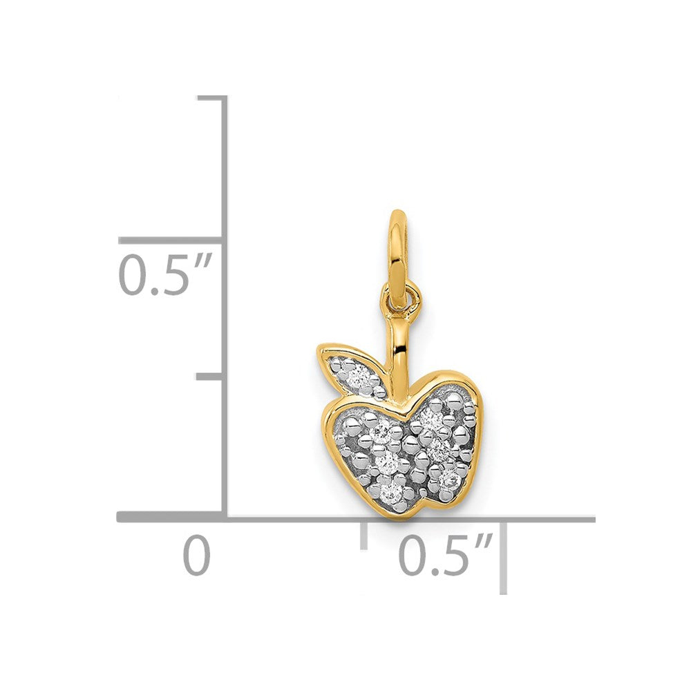 14K Gelbgold Echtdiamant-Apfel-Charm