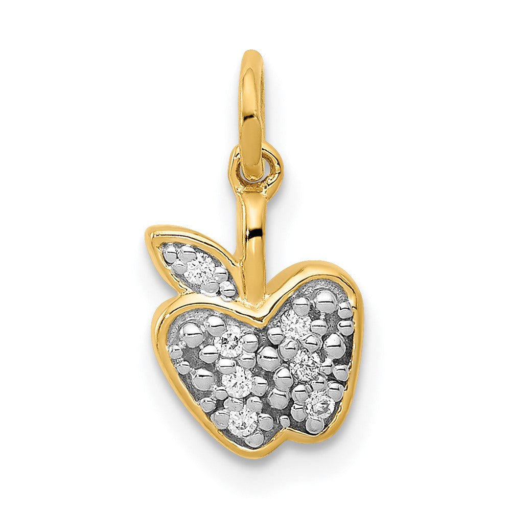 14K Gelbgold Echtdiamant-Apfel-Charm