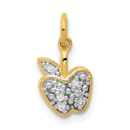 14K Gelbgold Echtdiamant-Apfel-Charm