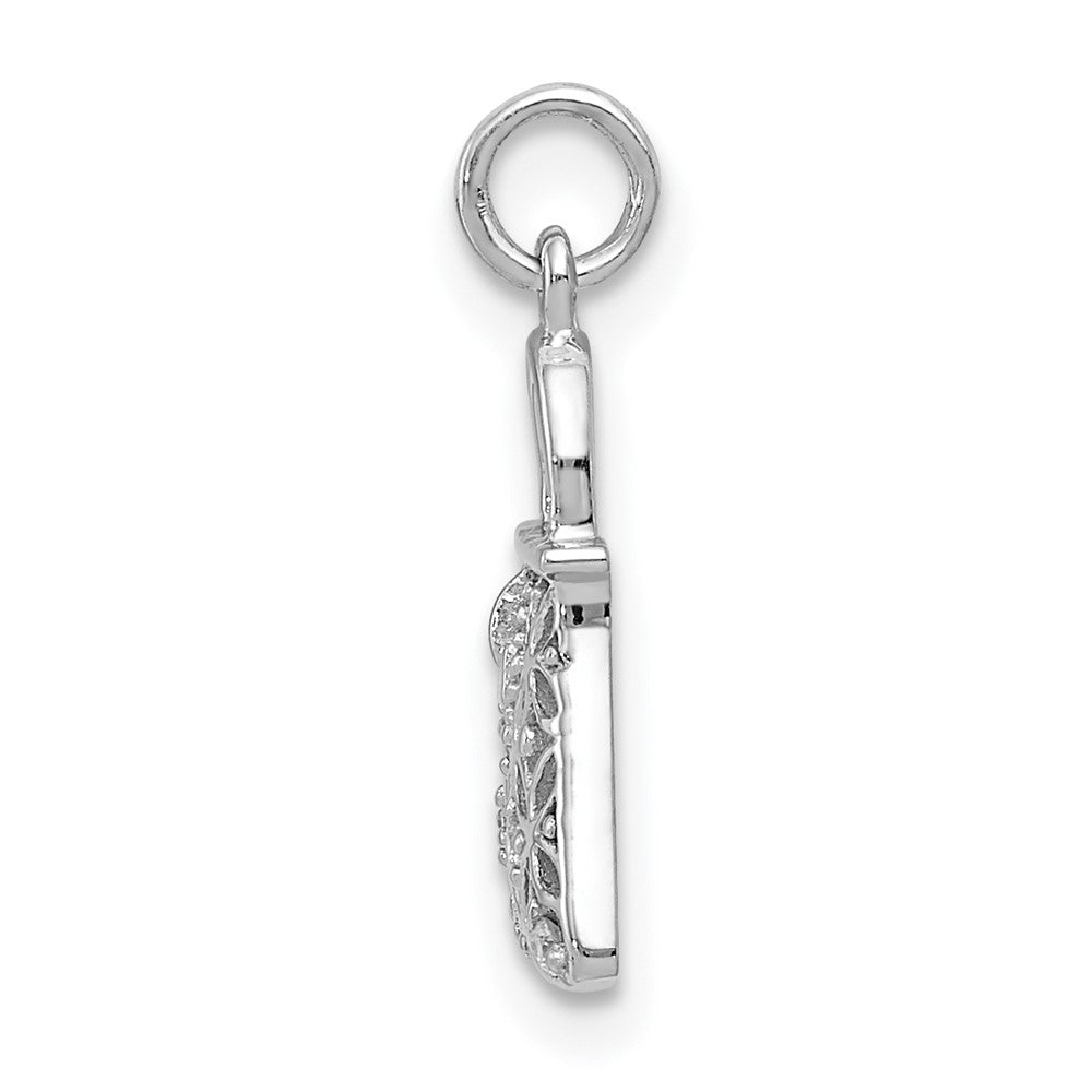 14K Weißgold Handtaschen-Charm mit echten Diamanten