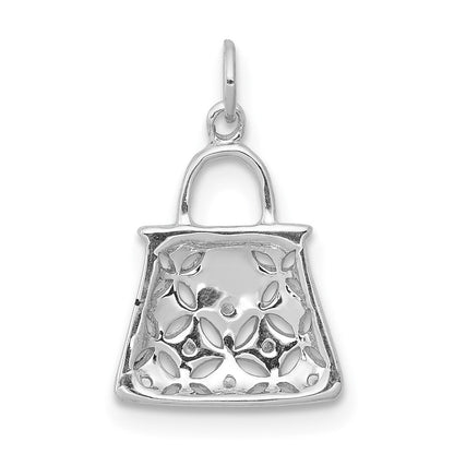 14K Weißgold Handtaschen-Charm mit echten Diamanten