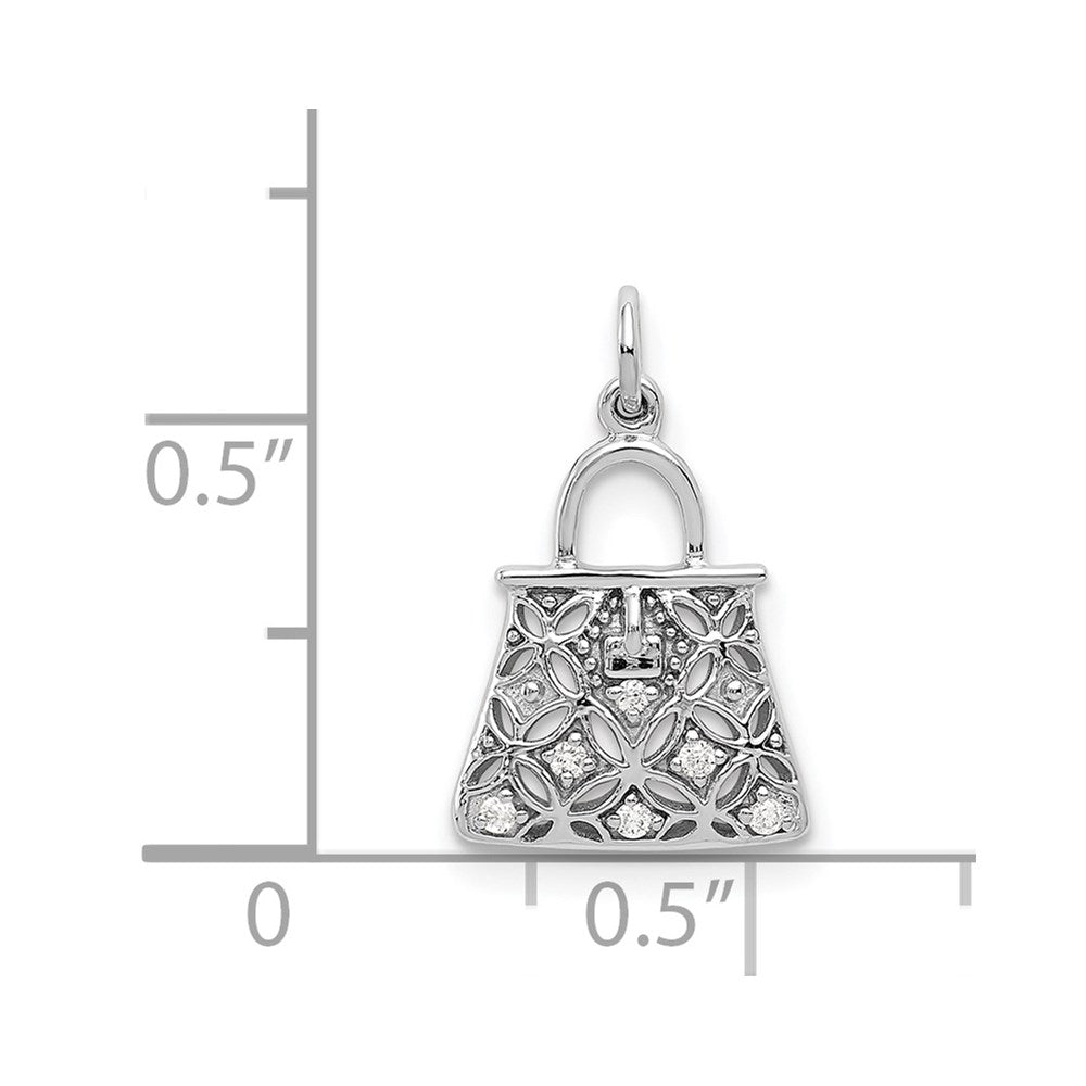 14K Weißgold Handtaschen-Charm mit echten Diamanten