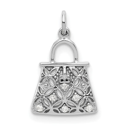 14K Weißgold Handtaschen-Charm mit echten Diamanten