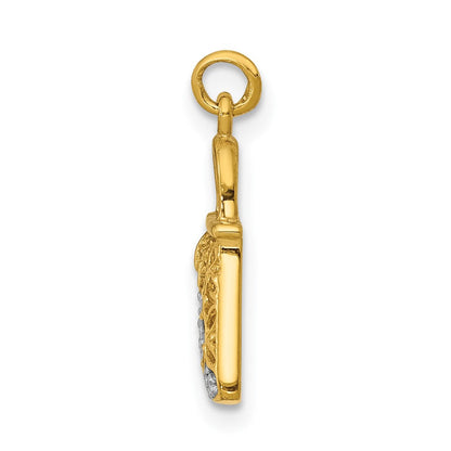 14K Gelbgold und Rhodium Echte Diamant Handtaschen-Charm