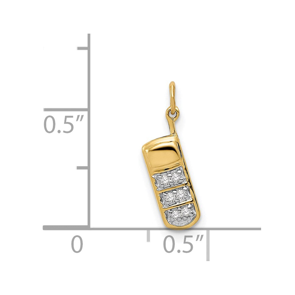 14K Gelbgold Handy-Charm mit echtem Diamant