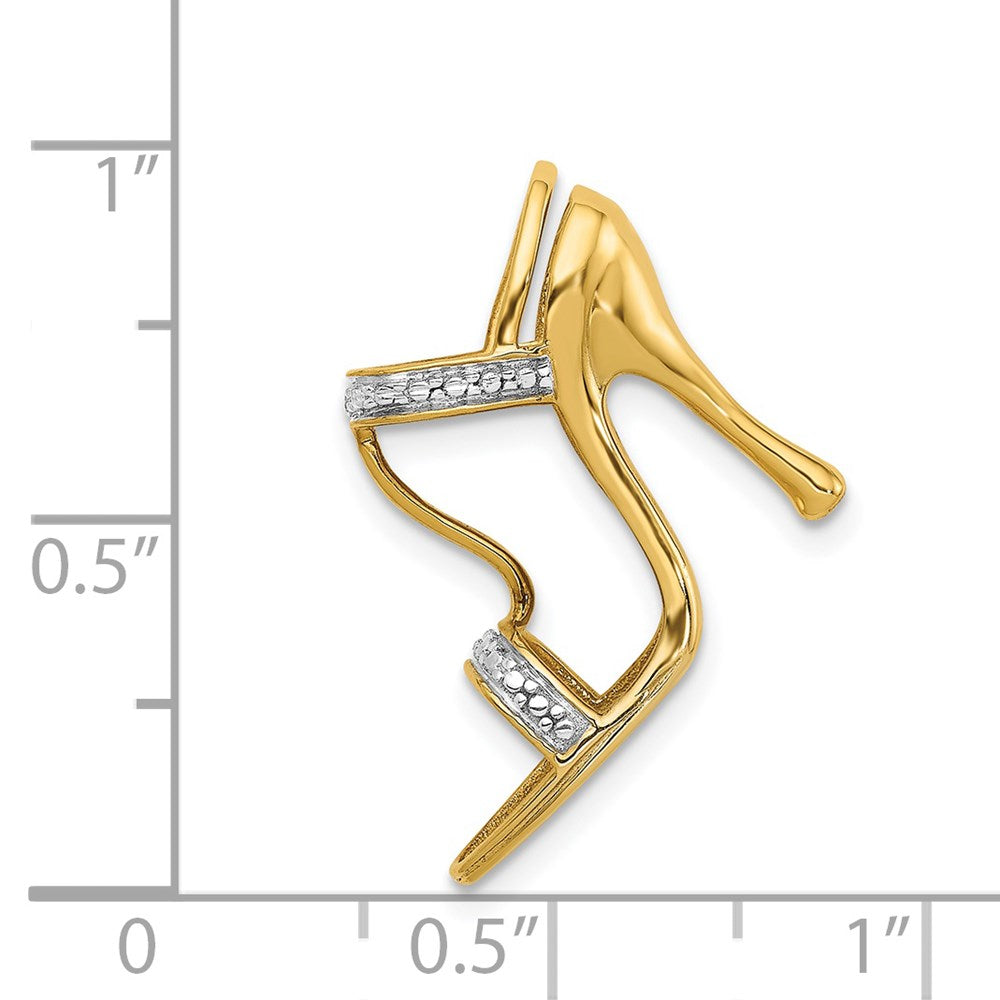 14K Gelbgold und Rhodium massiv 0,01 ct. Echter Diamant 3-D Hoher Absatz Charm