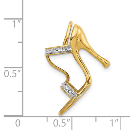14K Gelbgold und Rhodium massiv 0,01 ct. Echter Diamant 3-D Hoher Absatz Charm