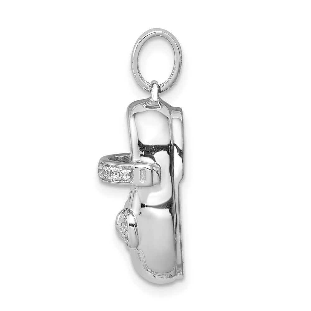 14k Weißgold Echter-Diamant-Baby-Schuh-Anhänger für Mädchen