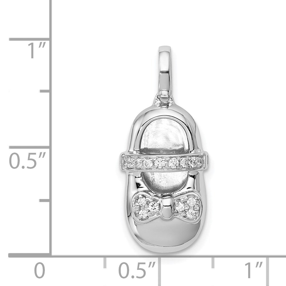 14k Weißgold Echter-Diamant-Baby-Schuh-Anhänger für Mädchen
