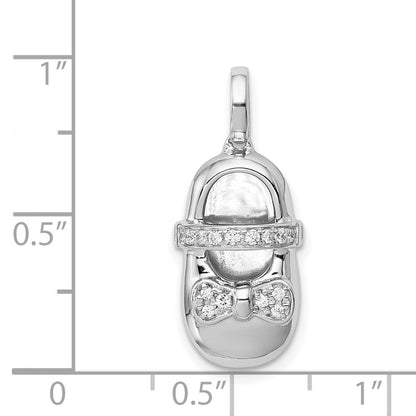 14k Weißgold Echter-Diamant-Baby-Schuh-Anhänger für Mädchen