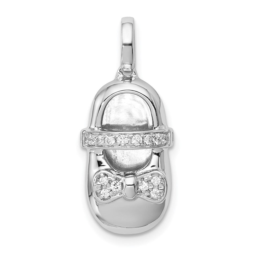 14k Weißgold Echter-Diamant-Baby-Schuh-Anhänger für Mädchen
