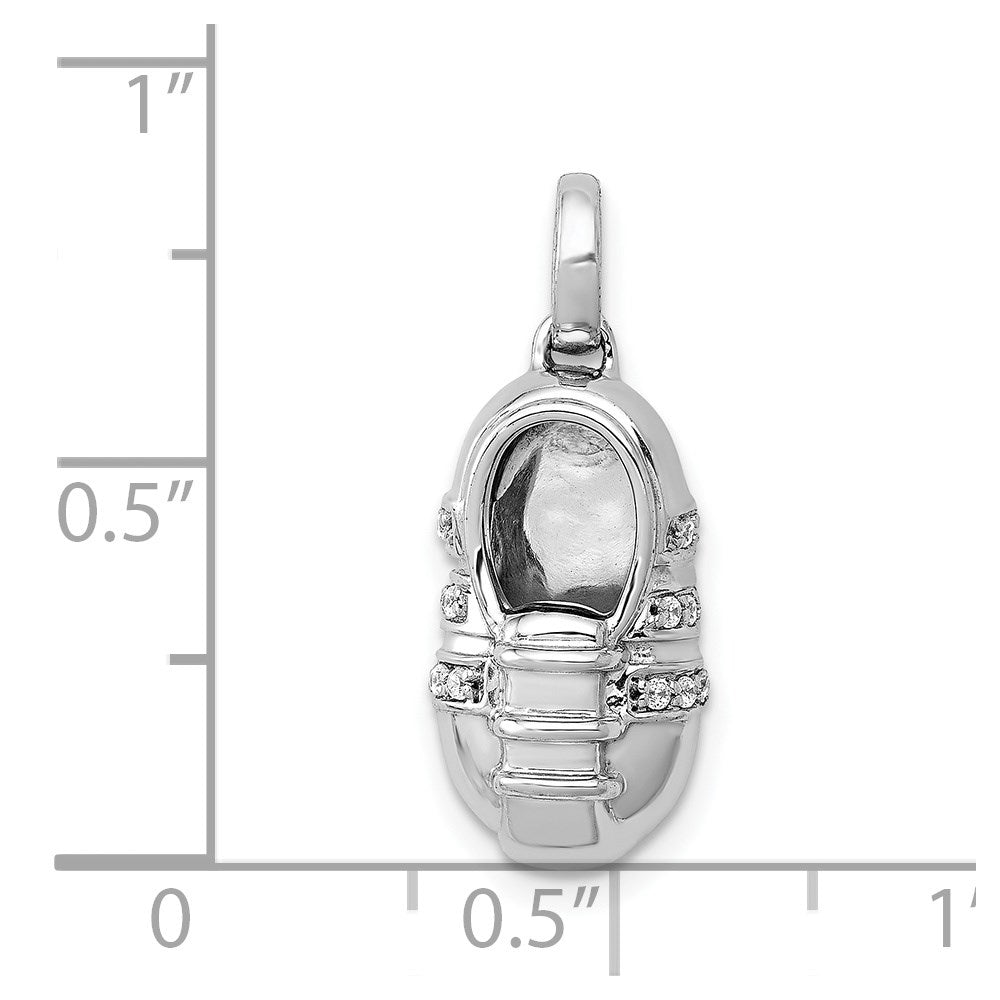 14K Weißgold Anhänger Babyschuh mit echten Diamanten