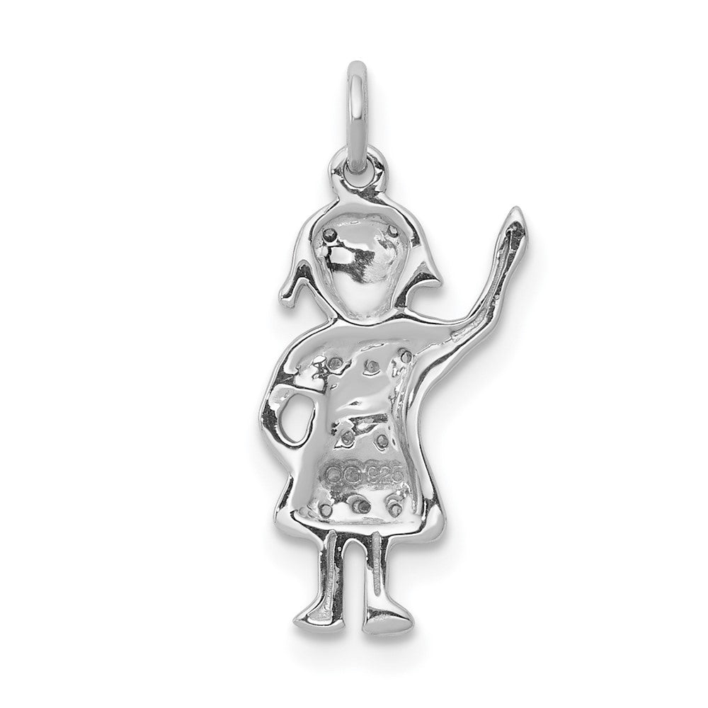 14k Weißgold Charm „Mädchen“ mit echten Diamanten