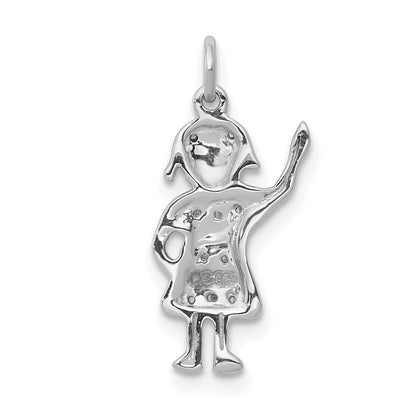 14k Weißgold Charm „Mädchen“ mit echten Diamanten