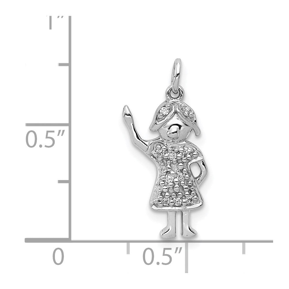 14k Weißgold Charm „Mädchen“ mit echten Diamanten