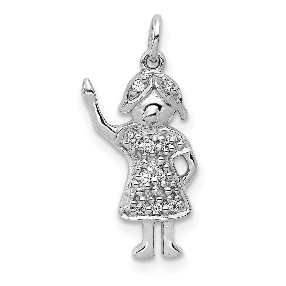14k Weißgold Charm „Mädchen“ mit echten Diamanten