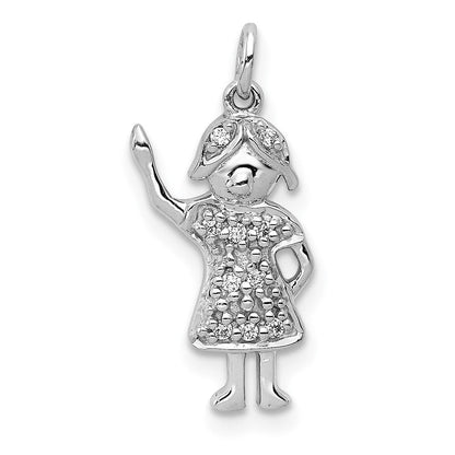14k Weißgold Charm „Mädchen“ mit echten Diamanten