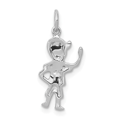 14K Weißgold Charm Junge mit echten Diamanten
