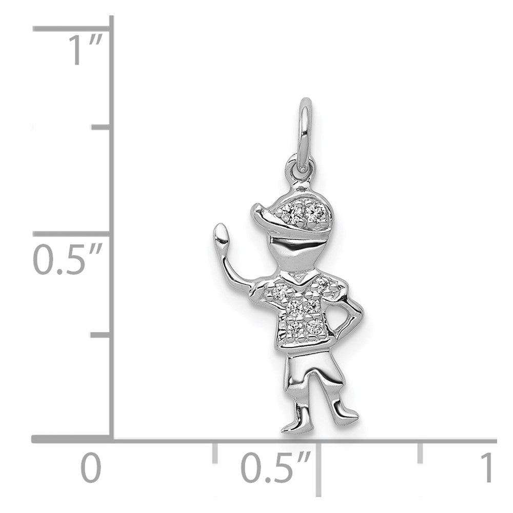 14K Weißgold Charm Junge mit echten Diamanten