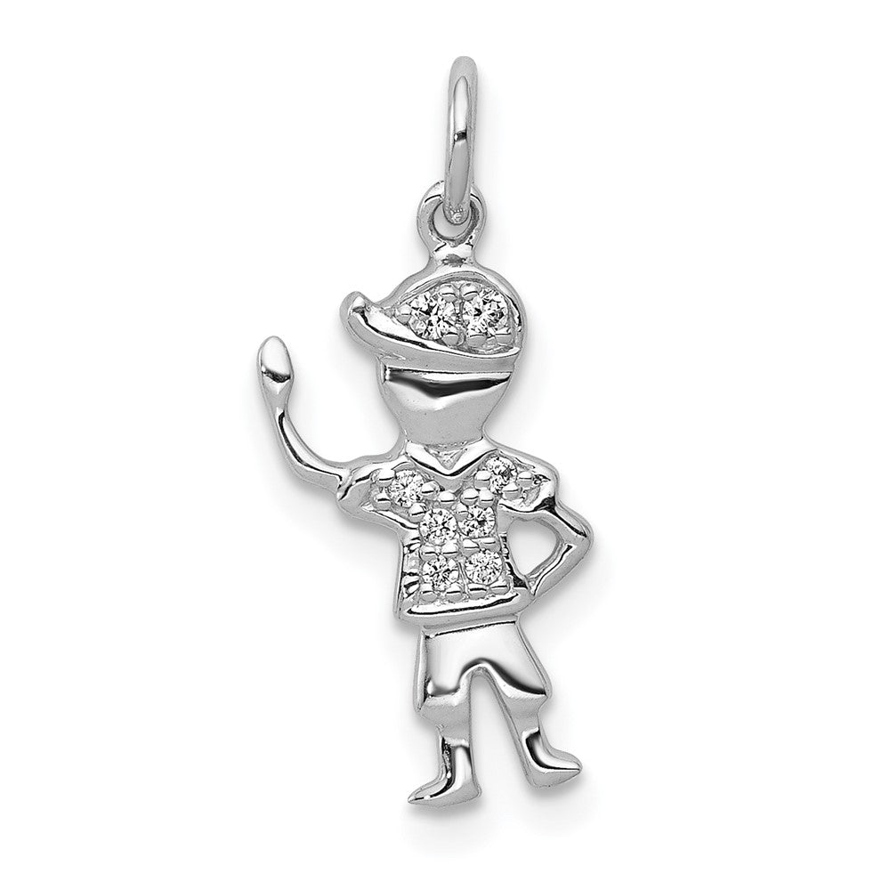 14K Weißgold Charm Junge mit echten Diamanten