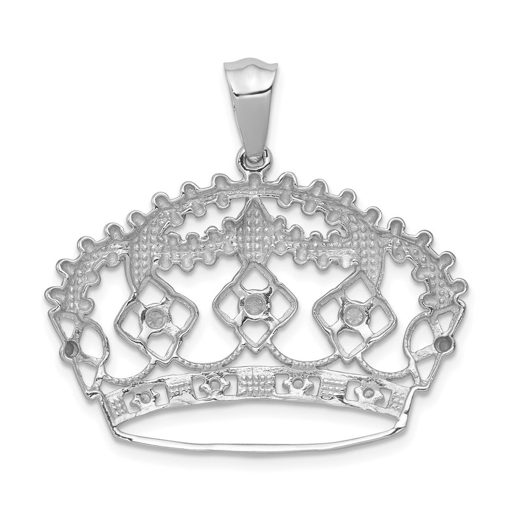 14K Weißgold Echtdiamant-Kronenanhänger