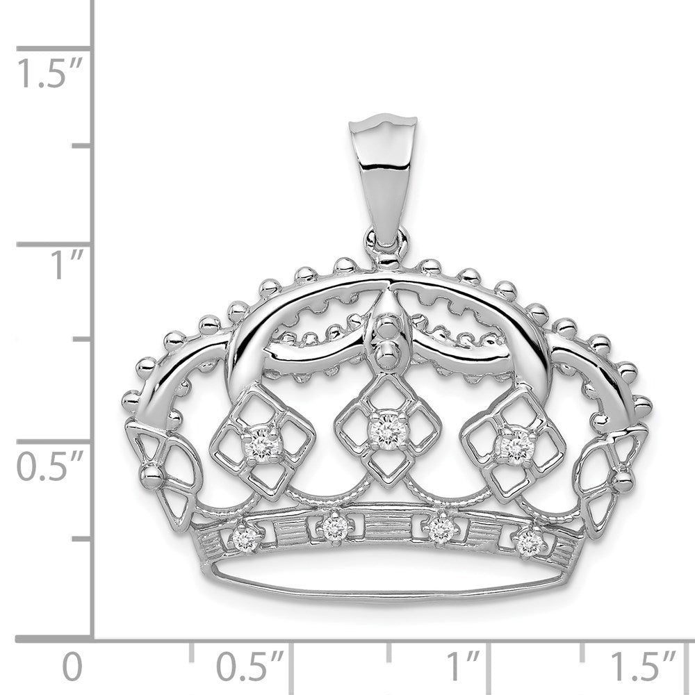 14K Weißgold Echtdiamant-Kronenanhänger