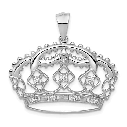14K Weißgold Echtdiamant-Kronenanhänger