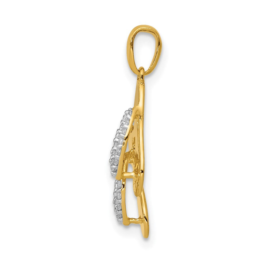 14 Karat Gelbgold und Rhodium Echtdiamant-Flipflop-Charm