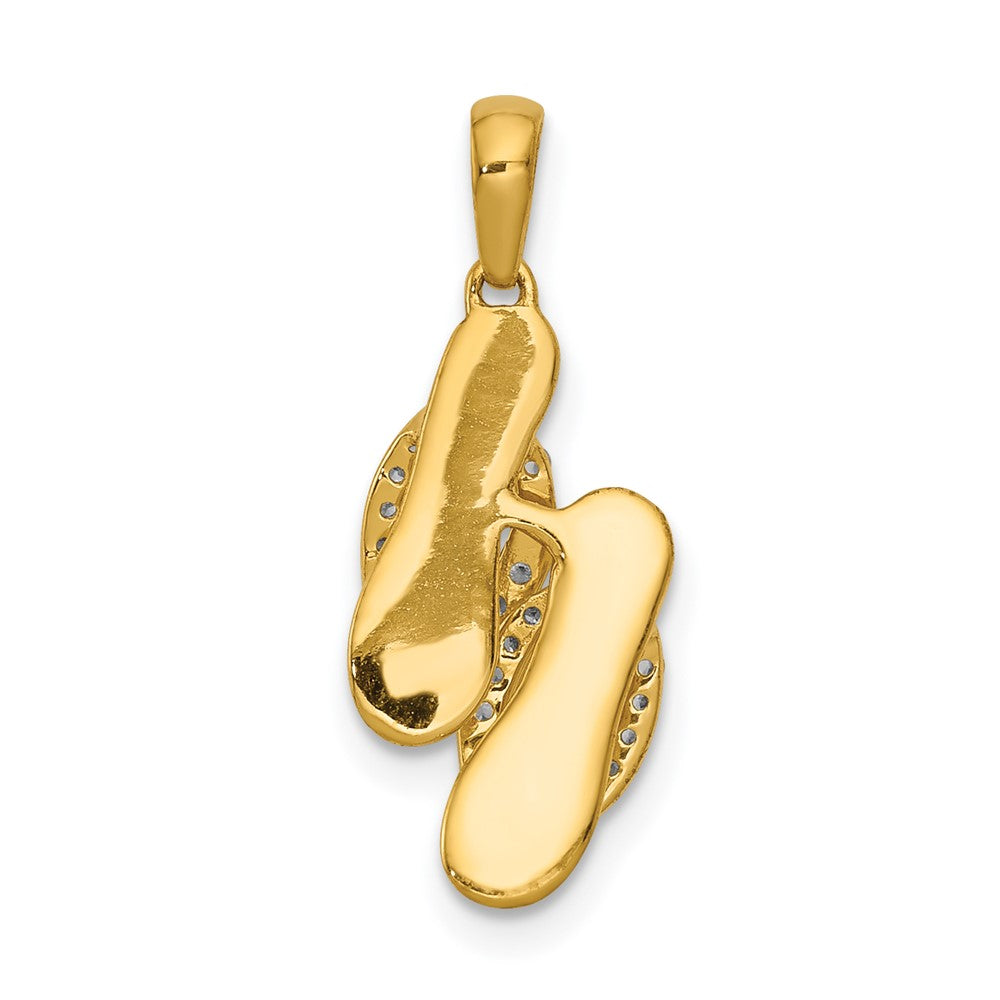 14 Karat Gelbgold und Rhodium Echtdiamant-Flipflop-Charm