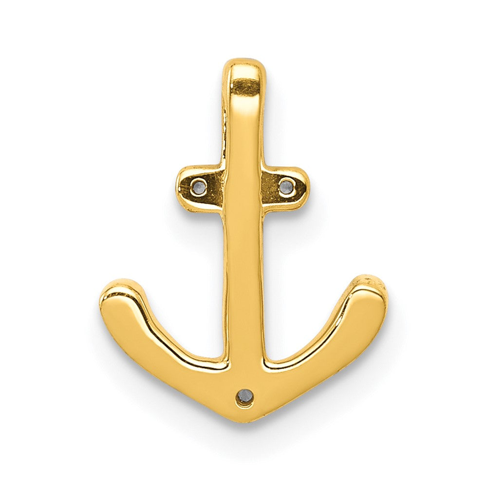 14K Weißgold 1/10ct. Echt Diamant Anker Kette Anhänger