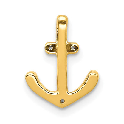 14K Weißgold 1/10ct. Echt Diamant Anker Kette Anhänger
