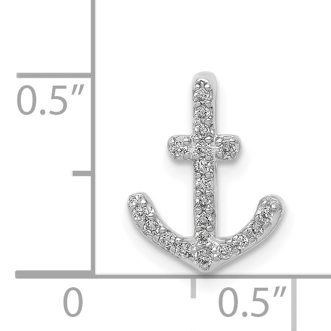 14K Weißgold 1/10ct. Diamant Anker Kette Anhänger
