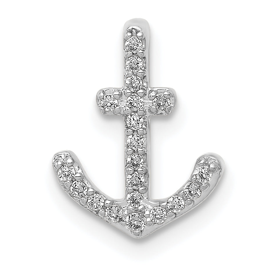 14K Weißgold 1/10ct. Diamant Anker Kette Anhänger