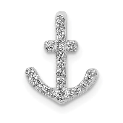 14K Weißgold 1/10ct. Echt Diamant Anker Kette Anhänger