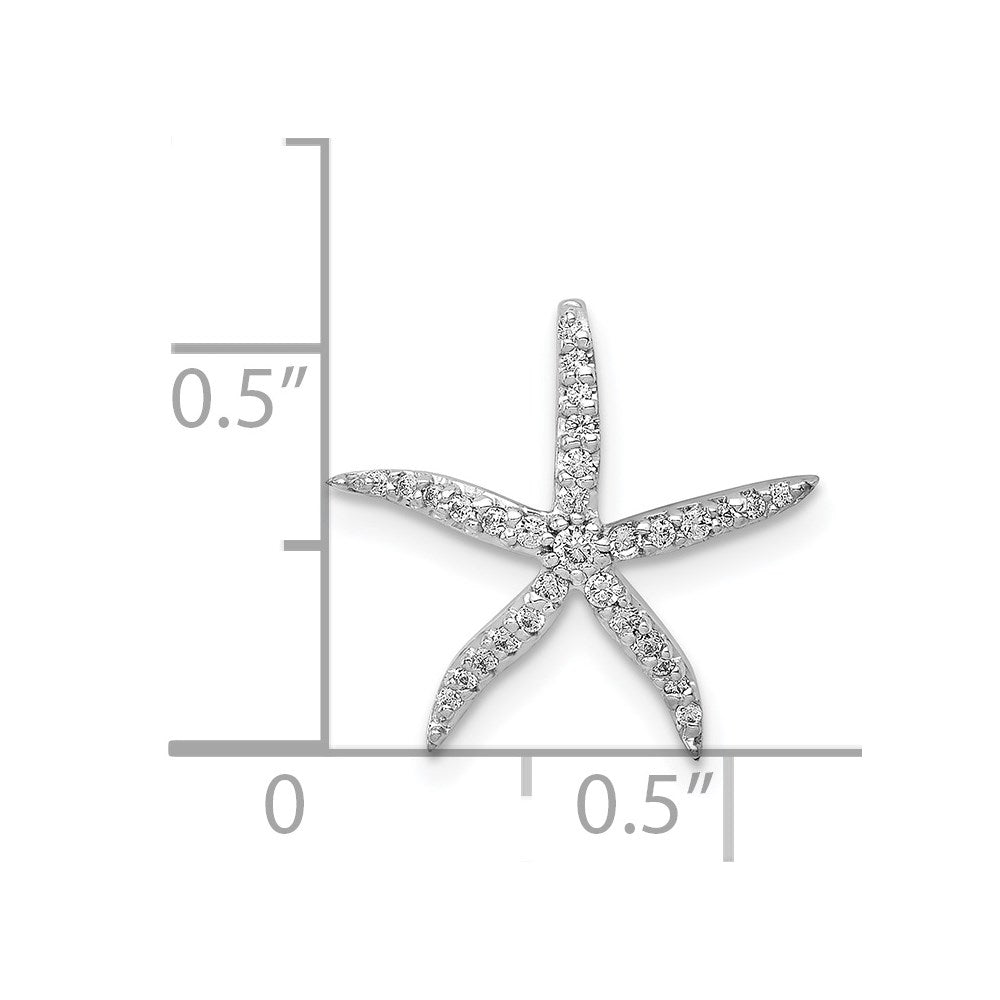 14K Weißgold 1/8ct. Echt Diamant Seestern Kette Anhänger