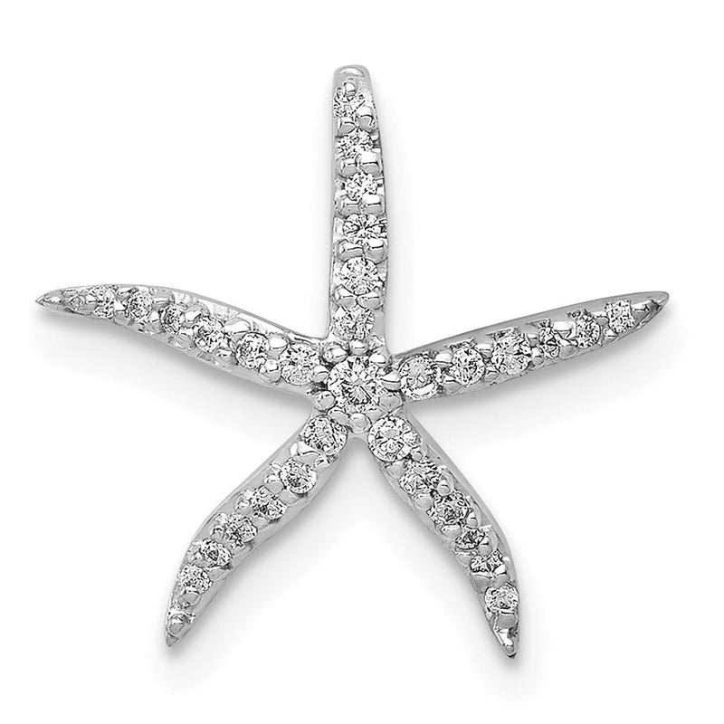 14K Weißgold 1/8ct. Echt Diamant Seestern Kette Anhänger