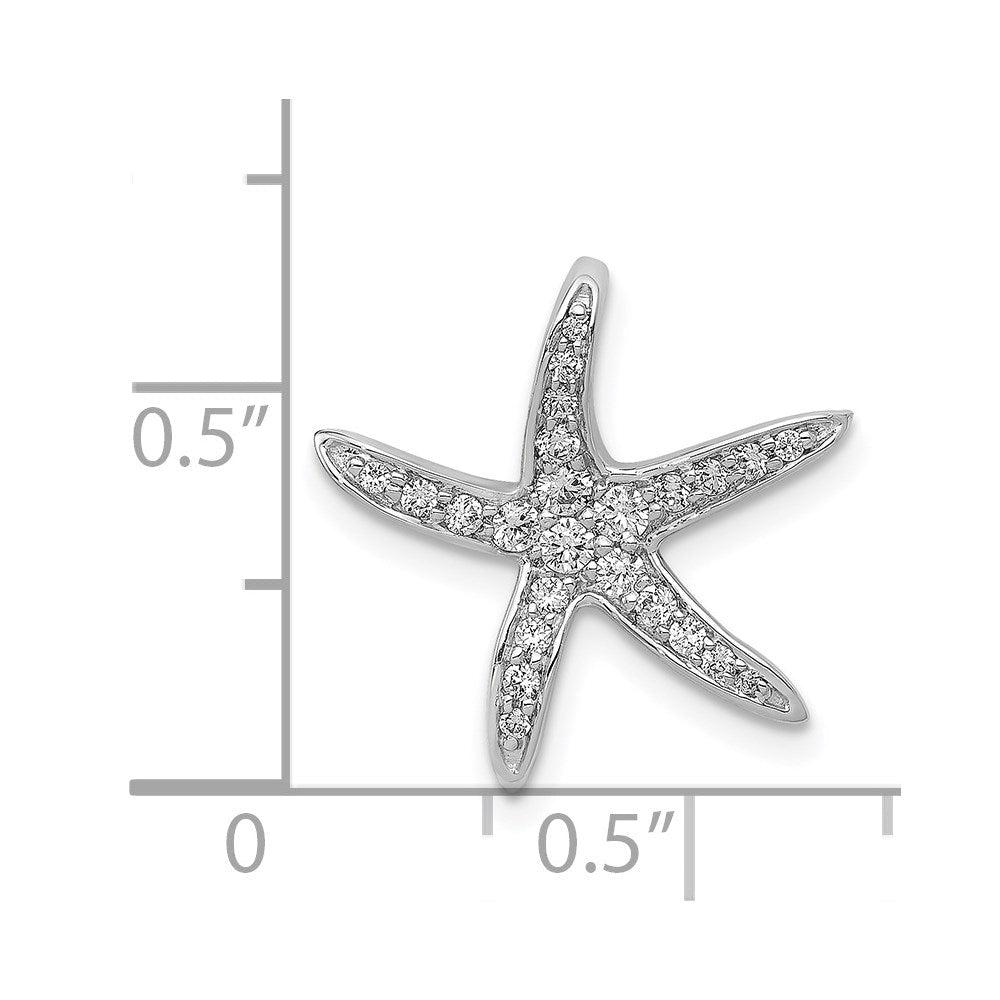 14K Weißgold Diamant-Seestern-Ketten-Gleitanhänger, echt