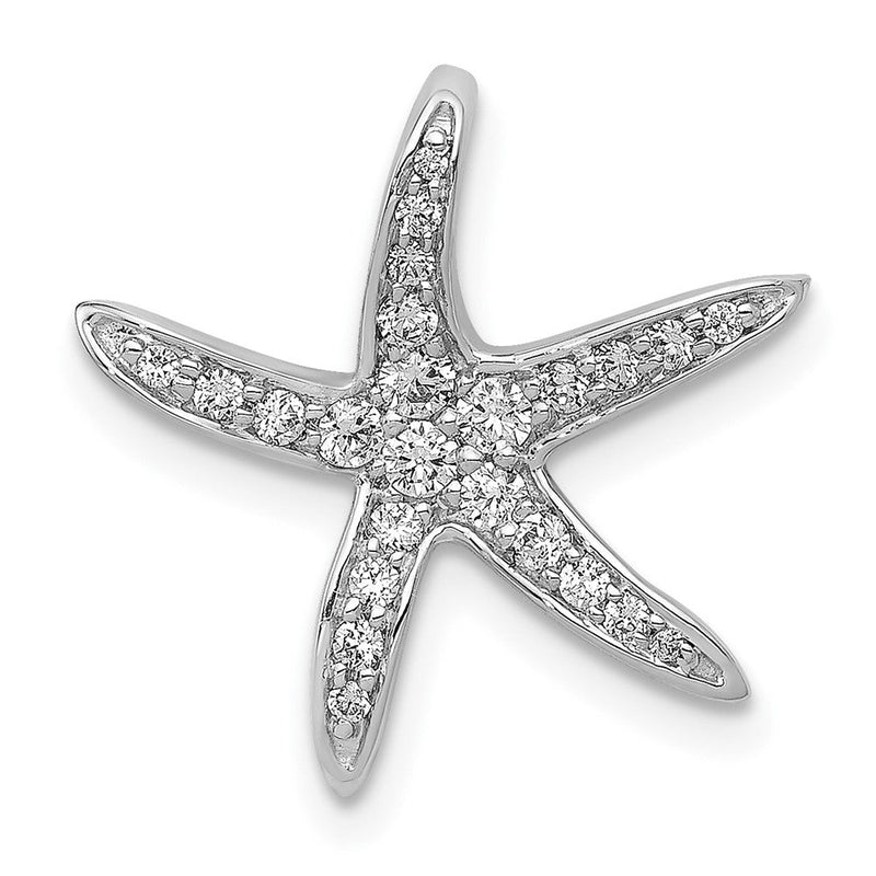 14K Weißgold Diamant-Seestern-Ketten-Gleitanhänger, echt