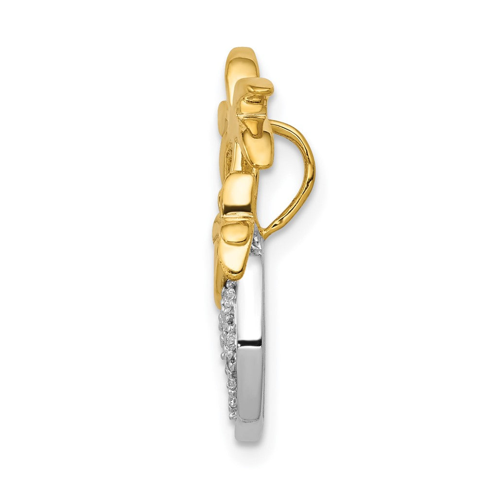 14K Bicolor Gold Echt Diamant Doppelt Palme Baum und Welle Kette Anhänger