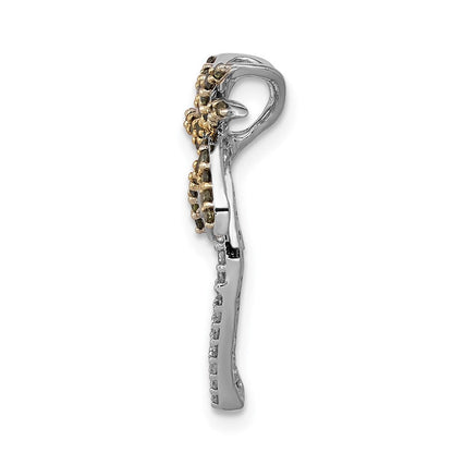 14K Weißgold Weiß und Grün Echt Diamant Palme Baum Kette Anhänger