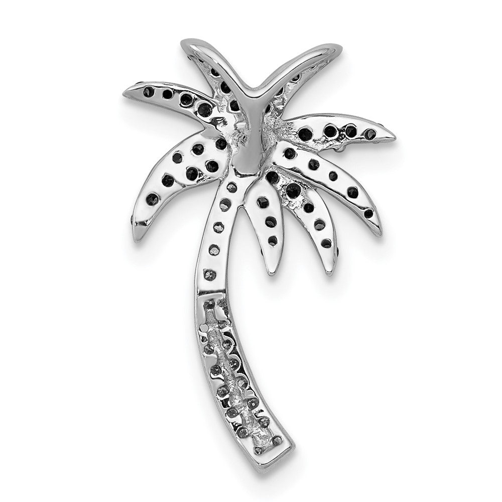 14K Weißgold Weiß und Grün Echt Diamant Palme Baum Kette Anhänger