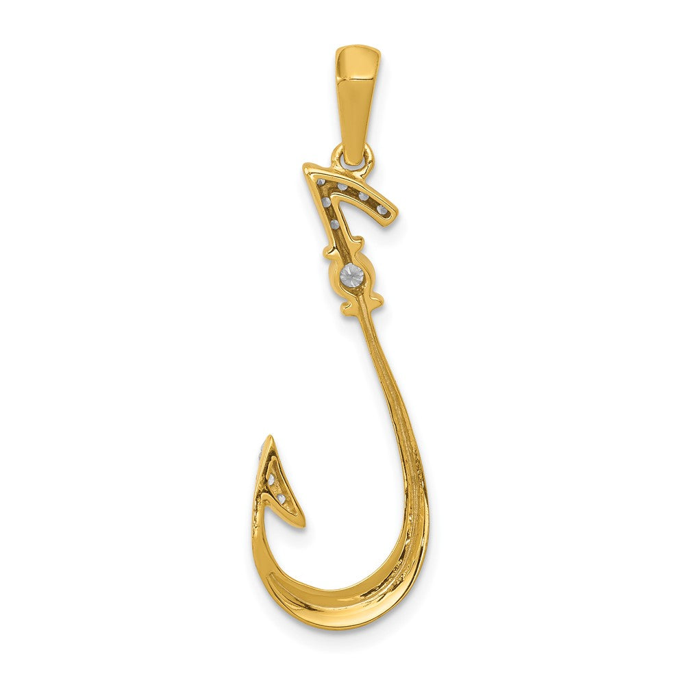 14K Gelbgold Anhänger „Angelhaken“ mit echten Diamanten