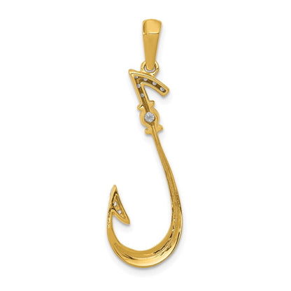 14K Gelbgold Anhänger „Angelhaken“ mit echten Diamanten